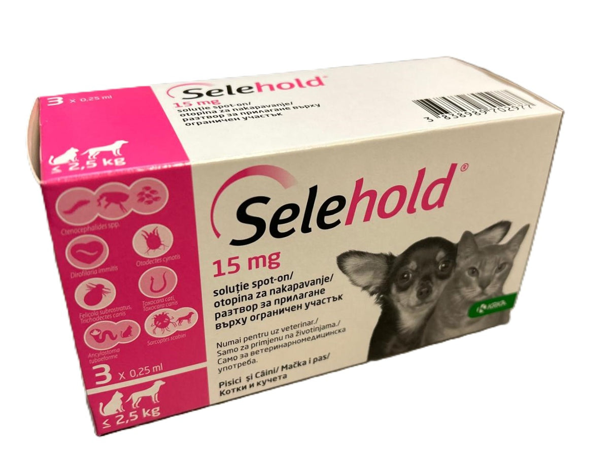 Selehold 15mg sol. pisici caini<2,5kg